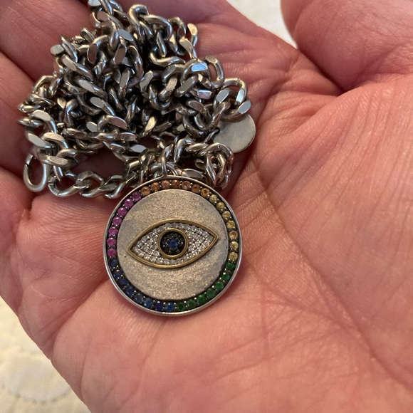 Effy Collection Evil Eye multi Sapphire / Diamond Pendant Necklace - Picture 6 of 9